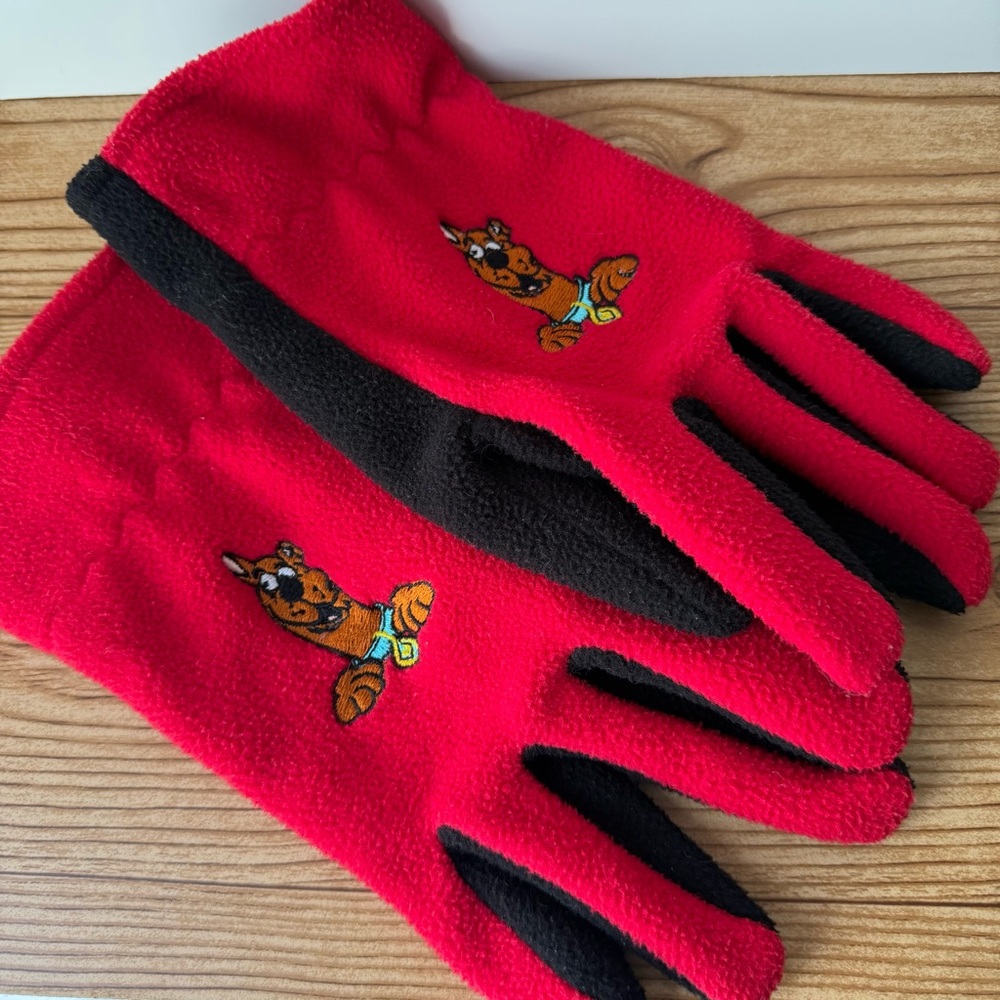 1998 Scooby-Doo Vintage Hanna-Barbera Fleece Red & Black Mitten Gloves